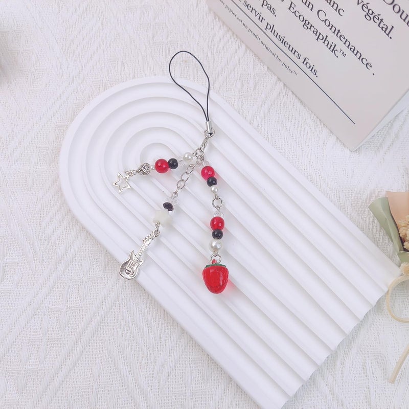 cioatu 1-4PCS Cute Phone Charms Aesthetic Y2K Cell Phone Charms Strap Strawberry Butterfly Star PhoneCharm Y2K Accessories for Bag Keychain Airpods Camera Pendants Decor - Image 2